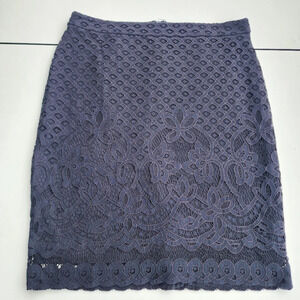 Downeast Womens Black Lace Lined Skirt Straight Pencil Nylkn Sz L